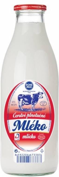 Obrázek k výrobku 2001 - Mléko čerstvé plnotučné 3,5% SKLO