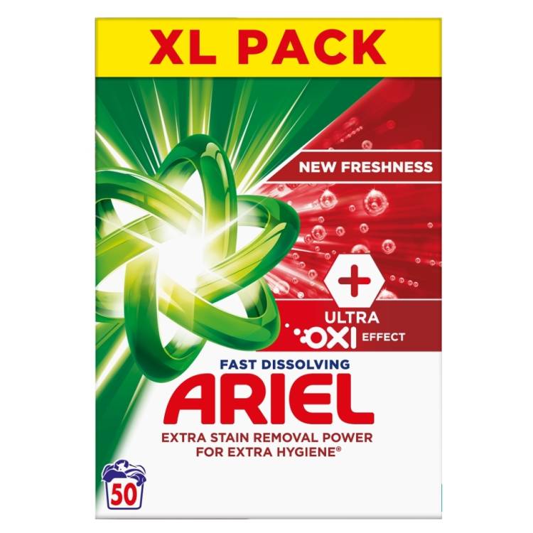 Obrázek k výrobku 5174 - Prací pr.Ariel white 50PD OXI BOX XL